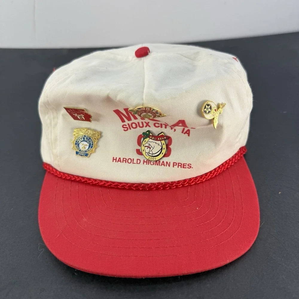 Vintage MSA Sioux City IA Abu Bekr Shriner Hat Cap Pins 1998 2001 2002 Mason
